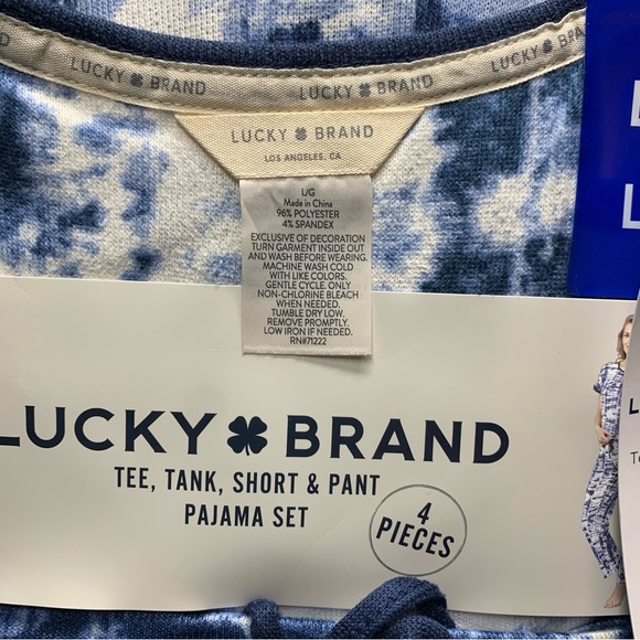 Lucky Brand Ladies' Blue (Winter Tie Dye) 4-Piece Pajama Set NWT - Picture 5 of 8